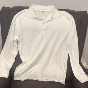 Place White Long Sleeve Polo Shirt